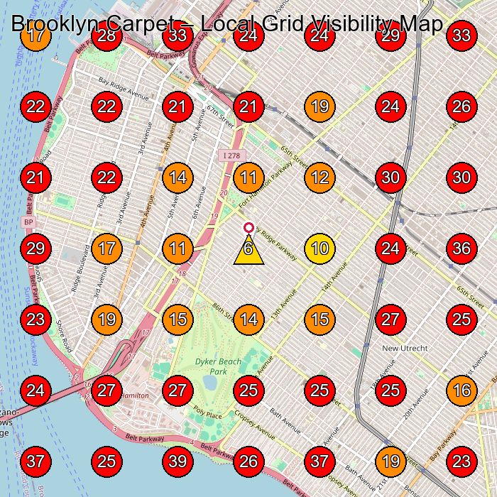 Brooklyn Carpet GeoGrid visibility map for Carpet Cleaning Service in Brooklyn